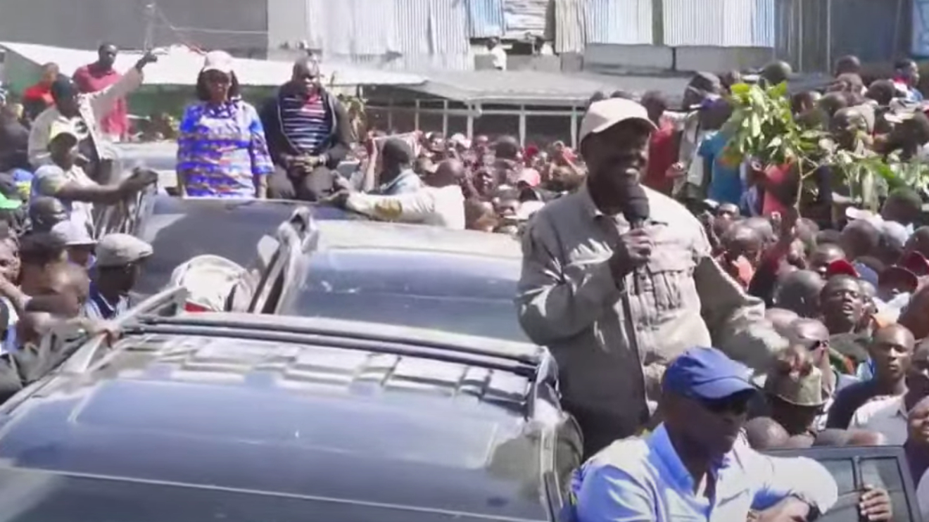 Raila Odinga during Thursday anti-government demos. PHOTO/SCREENGRAB